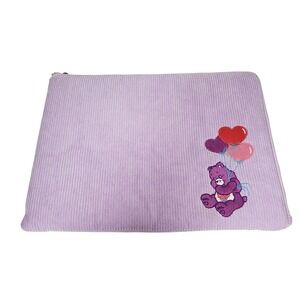 Care Bears Share Bear Lavender Corduroy Laptop Sleeve Padded Case Heart Zipper